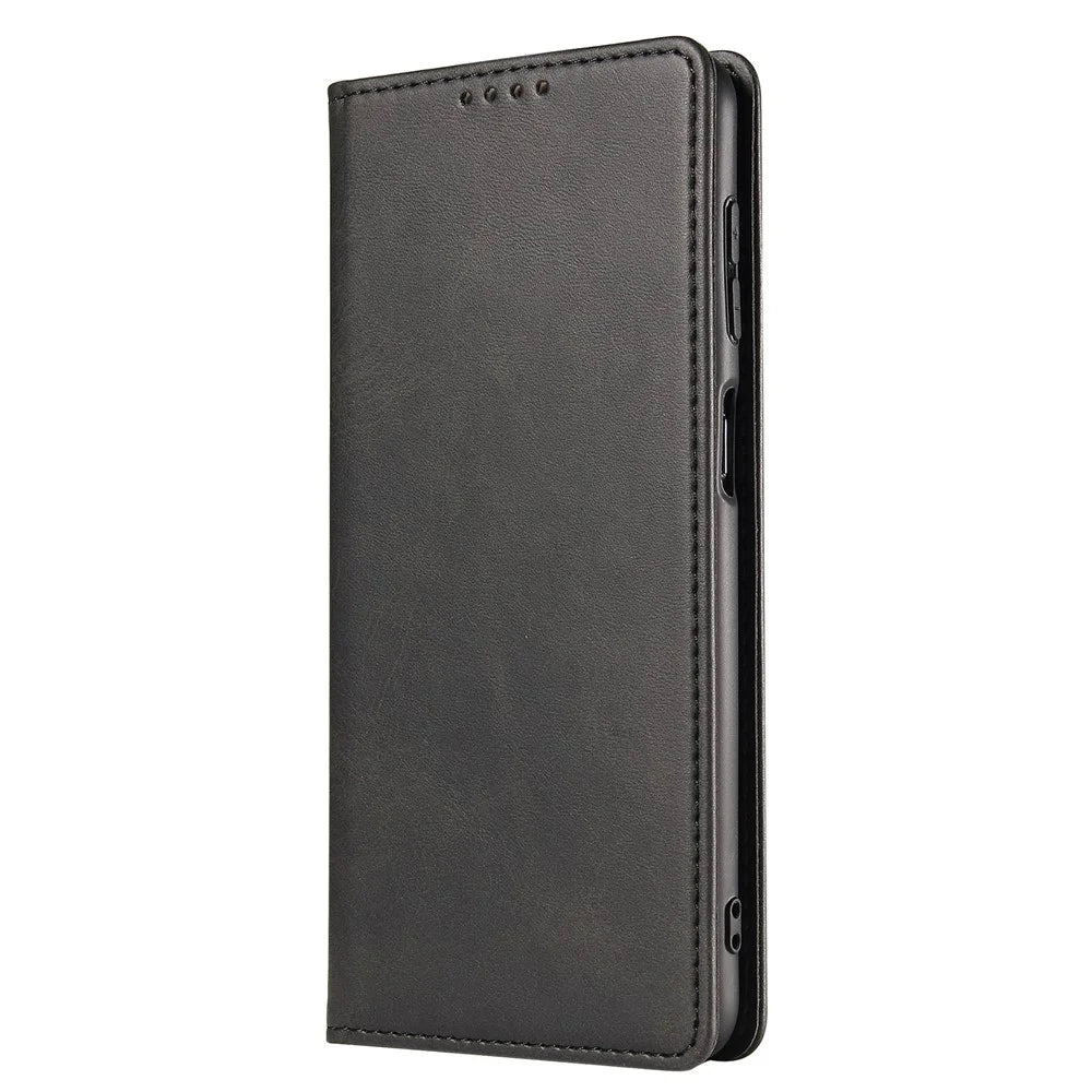 PU Leather Anti-fall Phone Case For Samsung Galaxy A33 5G , Wallet Stand Calf Texture Protective Phone Cover - Black - 7