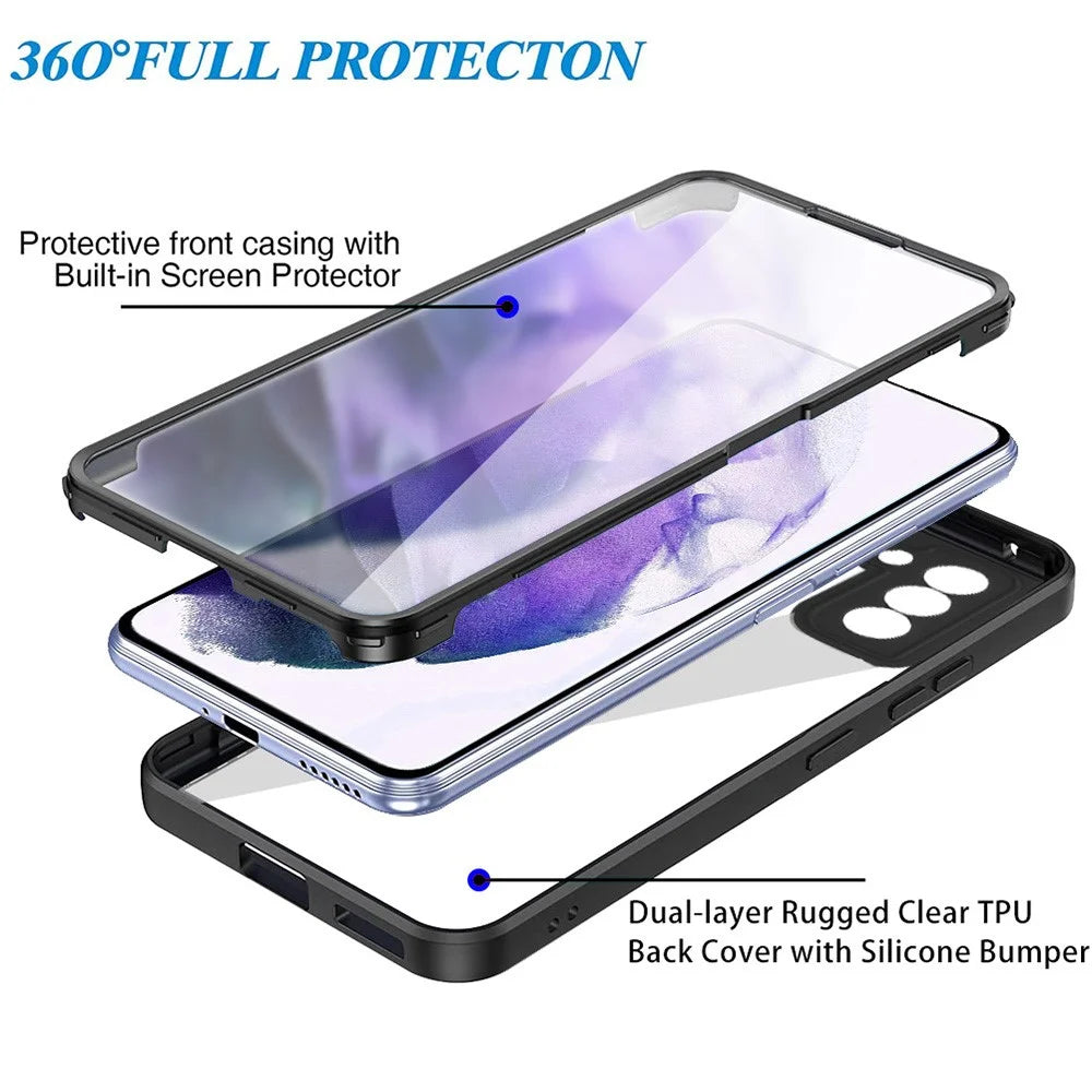 For Samsung Galaxy S23+ Phone Case Acrylic+TPU +PET Screen Film Phone Cover Camera Lens Protection - Pink - 3