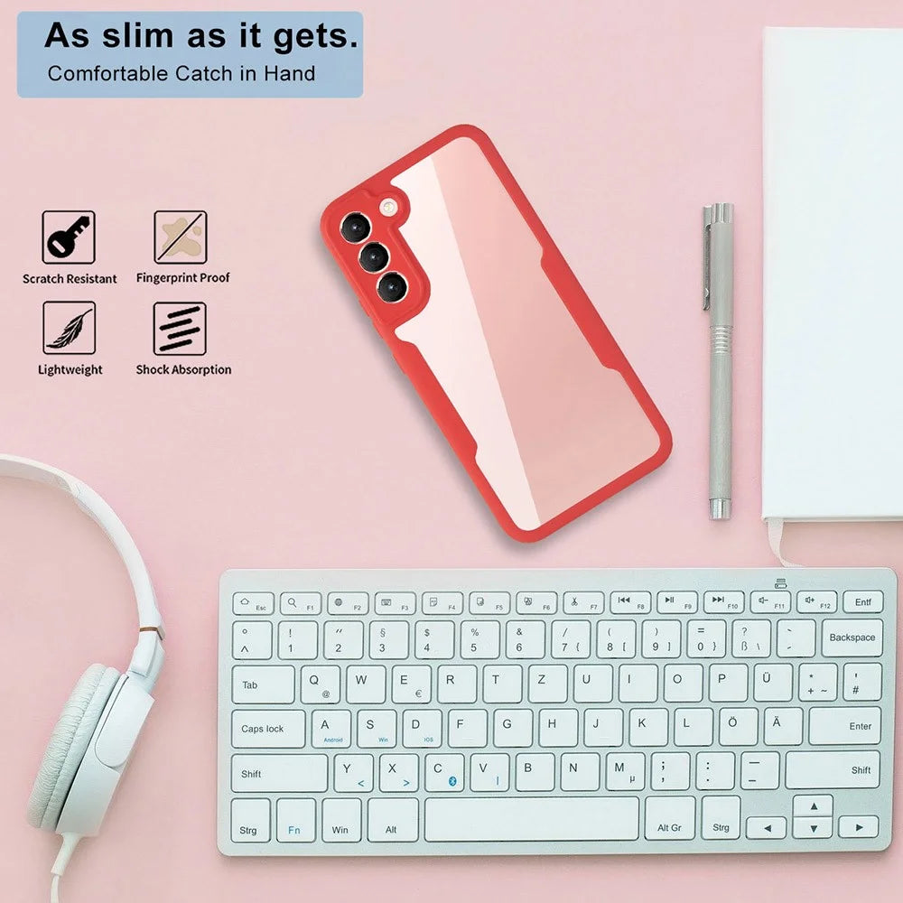 For Samsung Galaxy S23+ Phone Case Acrylic+TPU +PET Screen Film Phone Cover Camera Lens Protection - Pink - 5