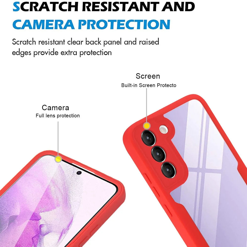 For Samsung Galaxy S23+ Phone Case Acrylic+TPU +PET Screen Film Phone Cover Camera Lens Protection - Pink - 6