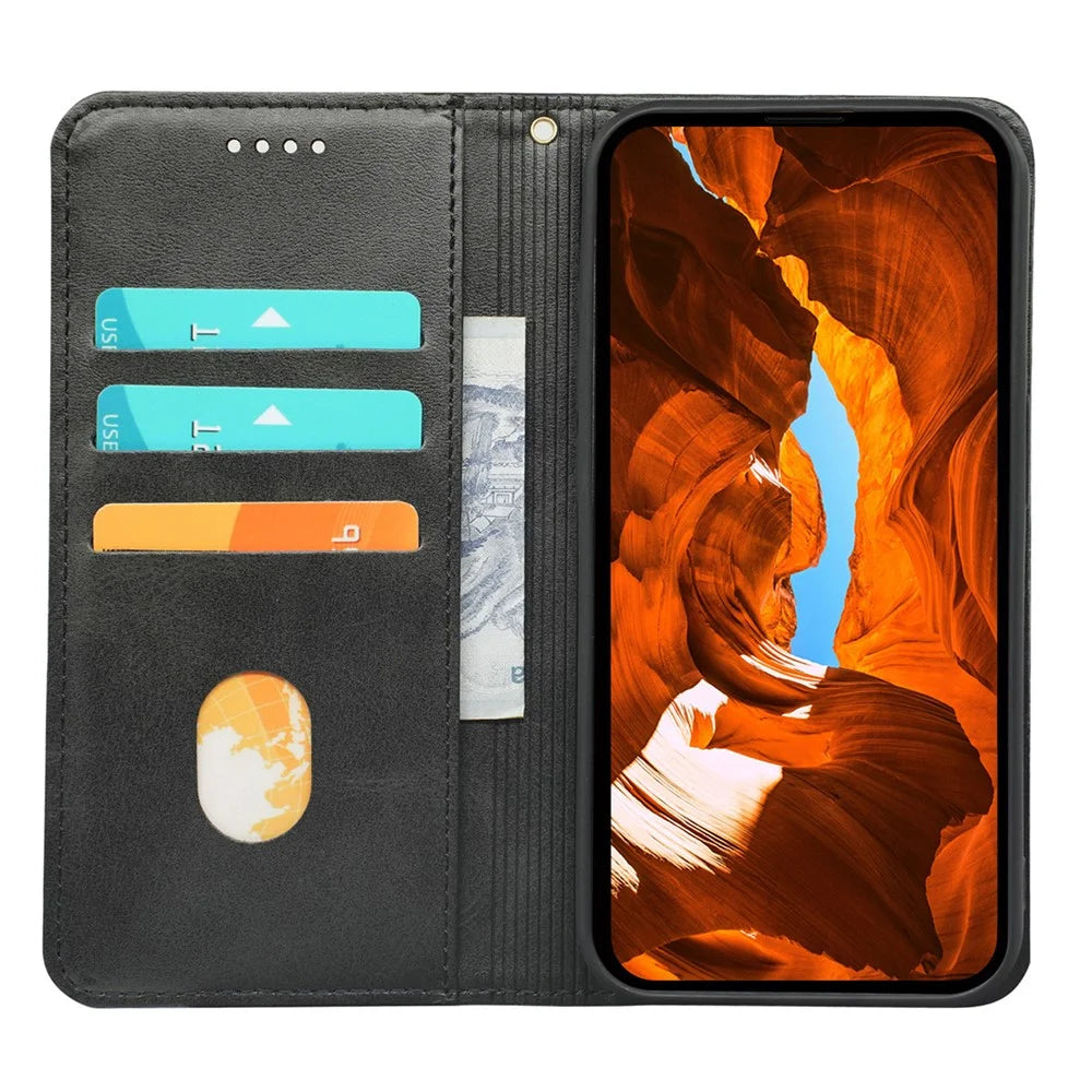 For iPhone SE (2020) / SE (2022) / 7 / 8 4.7 inch Calf Texture Wallet Magnetic Leather Stand Phone Case - Black - 2