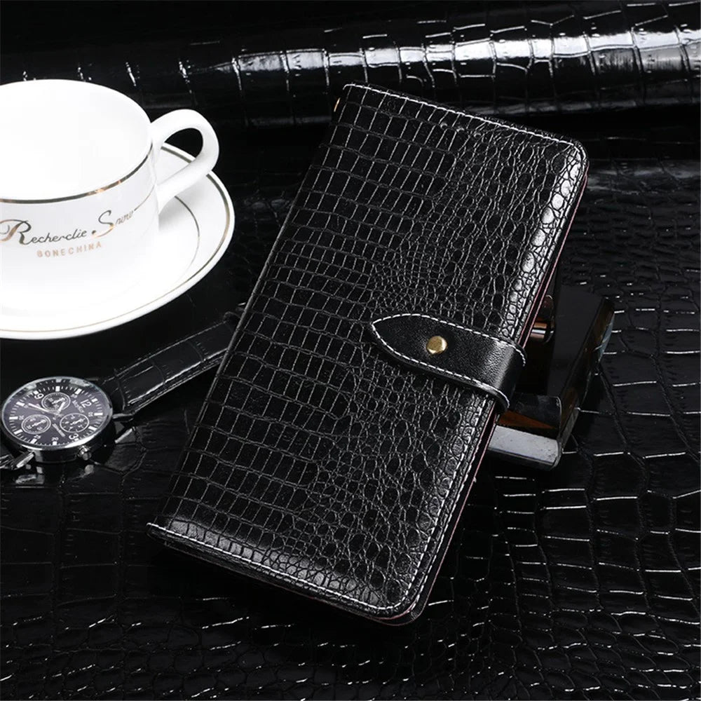 IDEWEI For OnePlus 11 5G Anti-scratch Phone Flip Cover Crocodile Texture PU Leather Magnetic Closure Wallet Stand Phone Case - Black - 4