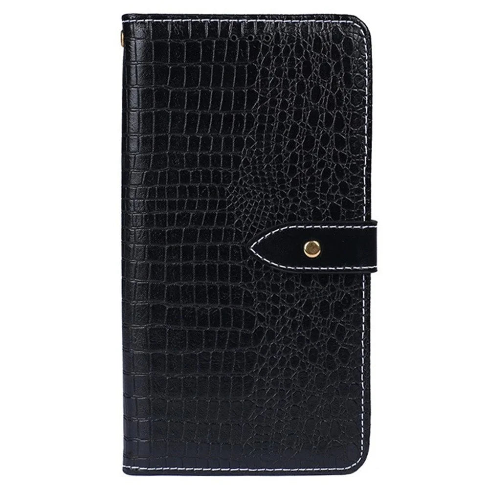 IDEWEI For OnePlus 11 5G Anti-scratch Phone Flip Cover Crocodile Texture PU Leather Magnetic Closure Wallet Stand Phone Case - Black - 5