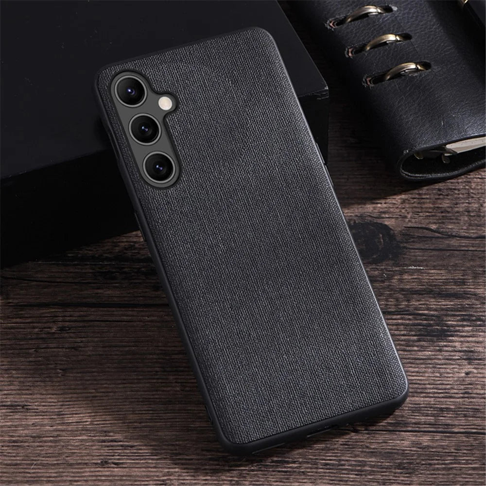 Non-slip Phone Case For Samsung Galaxy A54 5G Cloth Texture Anti-scratch Phone Back Cover - Black - 2