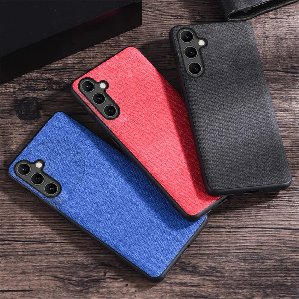 Non-slip Phone Case For Samsung Galaxy A54 5G Cloth Texture Anti-scratch Phone Back Cover - Black - 6