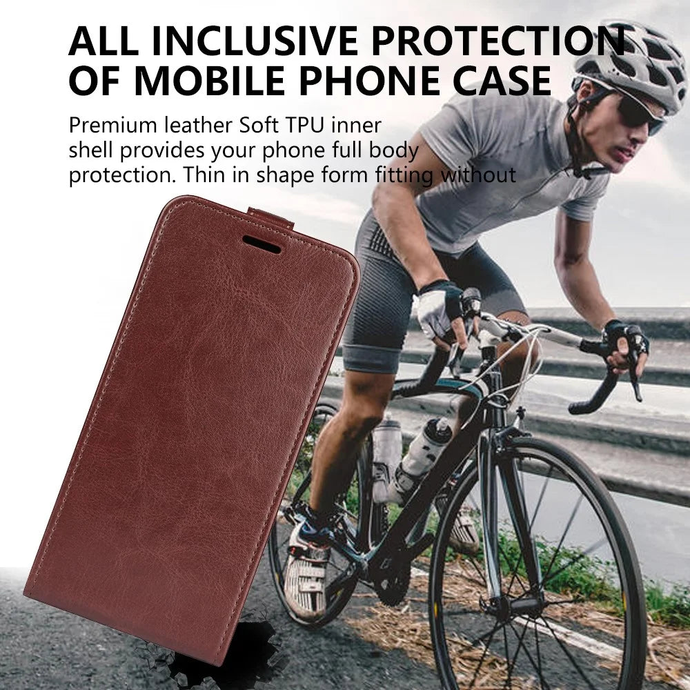 Vertical Flip Cover for Samsung Galaxy A34 5G , Crazy Horse Texture Leather Case with Card Slot - Brown - 6