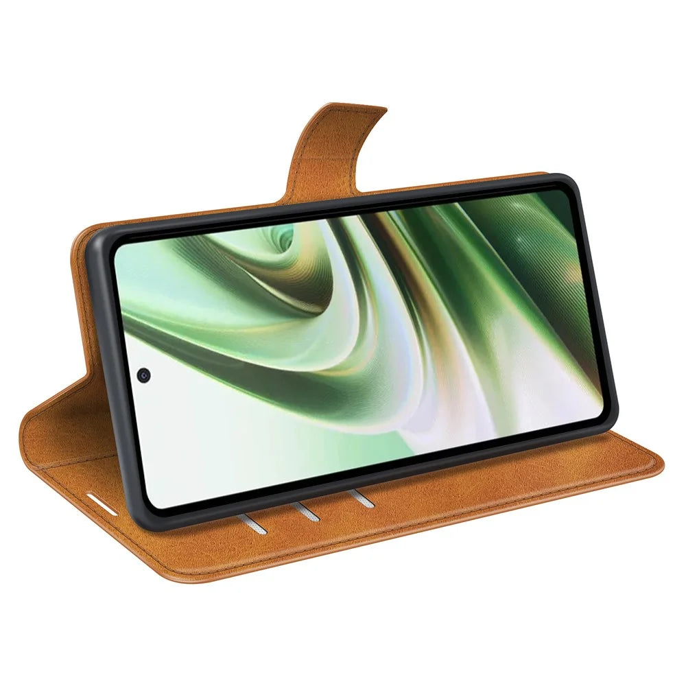 For OnePlus Nord CE 3 Lite 5G / Nord N30 5G Leather Calf Texture Stand Wallet Phone Case Square Magnetic Phone Cover - Yellow - 3