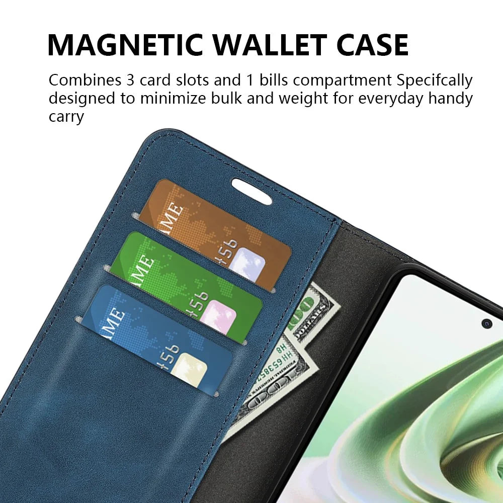 For OnePlus Nord CE 3 Lite 5G / Nord N30 5G Magnetic Auto Closing Skin-touch Feeling Stand Wallet Leather Phone Case - Blue - 4