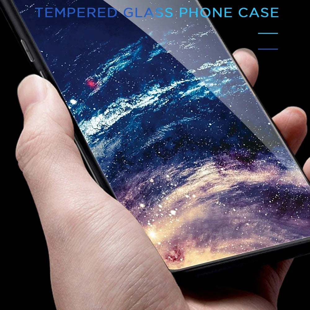 For Samsung Galaxy A34 5G Pattern Printing Phone Case Tempered Glass+PC+TPU Protective Phone Cover - The Milky Way - 2