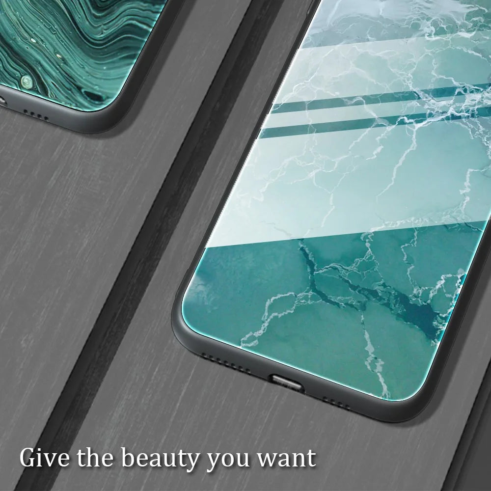 For Samsung Galaxy A34 5G Marble Pattern Cell Phone Cover Tempered Glass + PC + TPU Smarphone Case - DL01 - 5