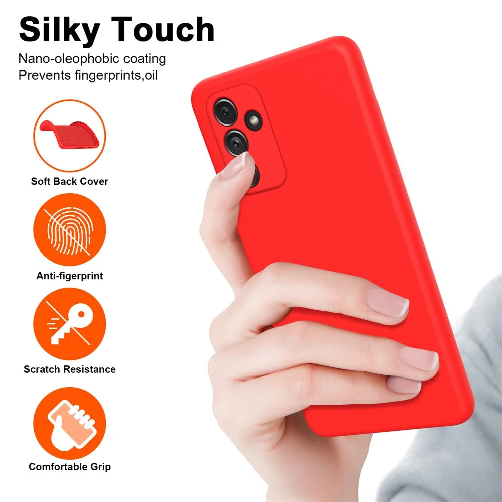 For Samsung Galaxy A54 5G Fiber Lining Back Cover 2.2mm Thickness Rubberized TPU Phone Case - Black - 5
