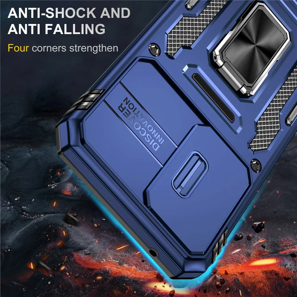 Armor Series Phone Case for Samsung Galaxy A54 5G , PC + TPU Shockproof Phone Cover Kickstand - Blue - 2