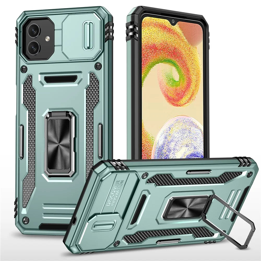 Shockproof Phone Case for Samsung Galaxy A04 4G (164.4 x 76.3 x 9.1 mm) / M13 5G , Armor Series PC + TPU Cover Kickstand - Green - 1