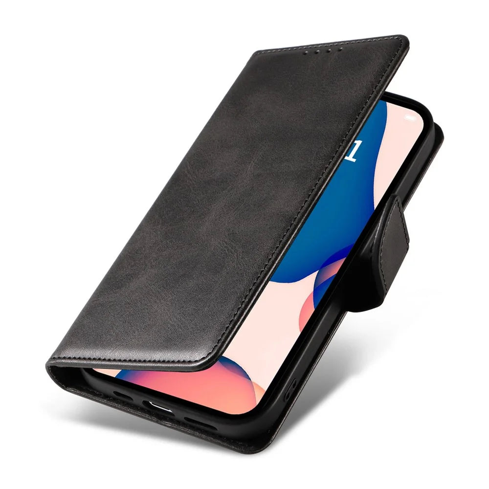 Cell Phone Cover For iPhone 14 Pro Max , Square Clasp Anti-shock Flip Leather Wallet Case with Stand - Black - 6