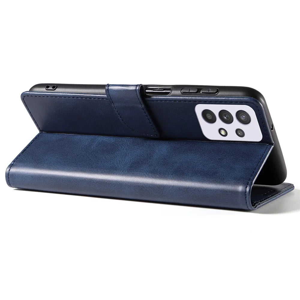 For Samsung Galaxy A53 5G Phone Wallet Case Stand Square Magnetic Clasp Leather Cover - Blue - 3