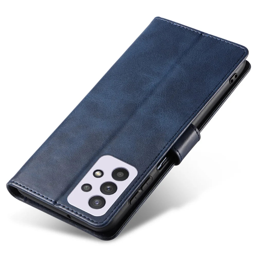 For Samsung Galaxy A53 5G Phone Wallet Case Stand Square Magnetic Clasp Leather Cover - Blue - 6