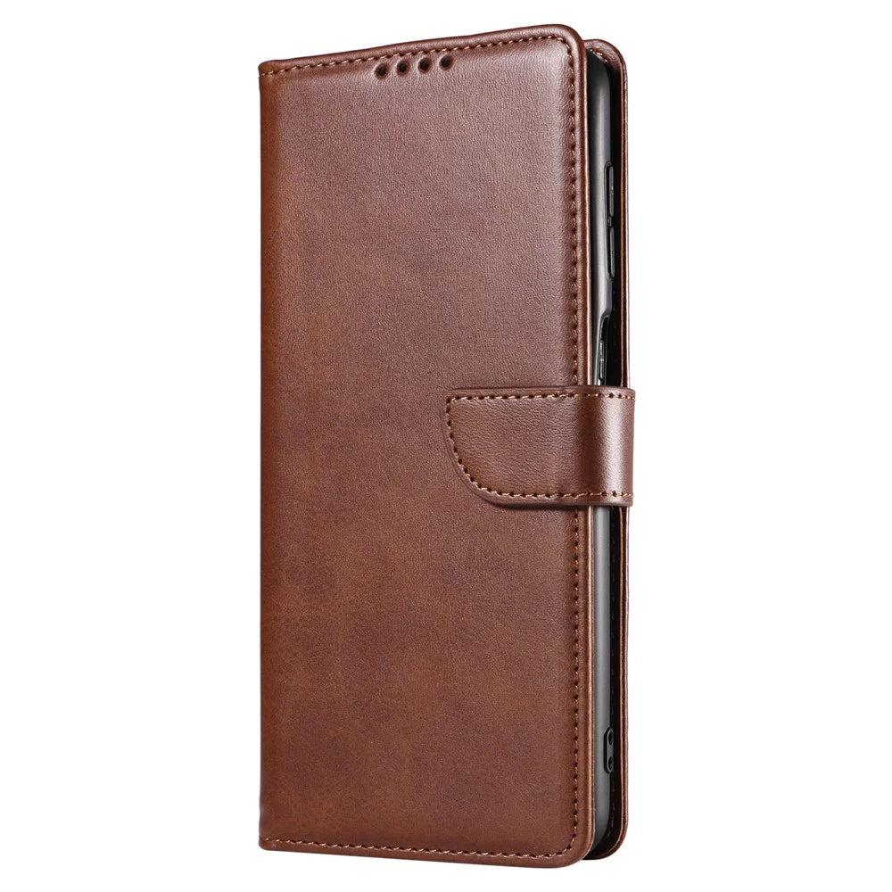 For Samsung Galaxy A34 5G Leather Phone Cover Square Magnetic Clasp Case with Stand Wallet - Brown - 7