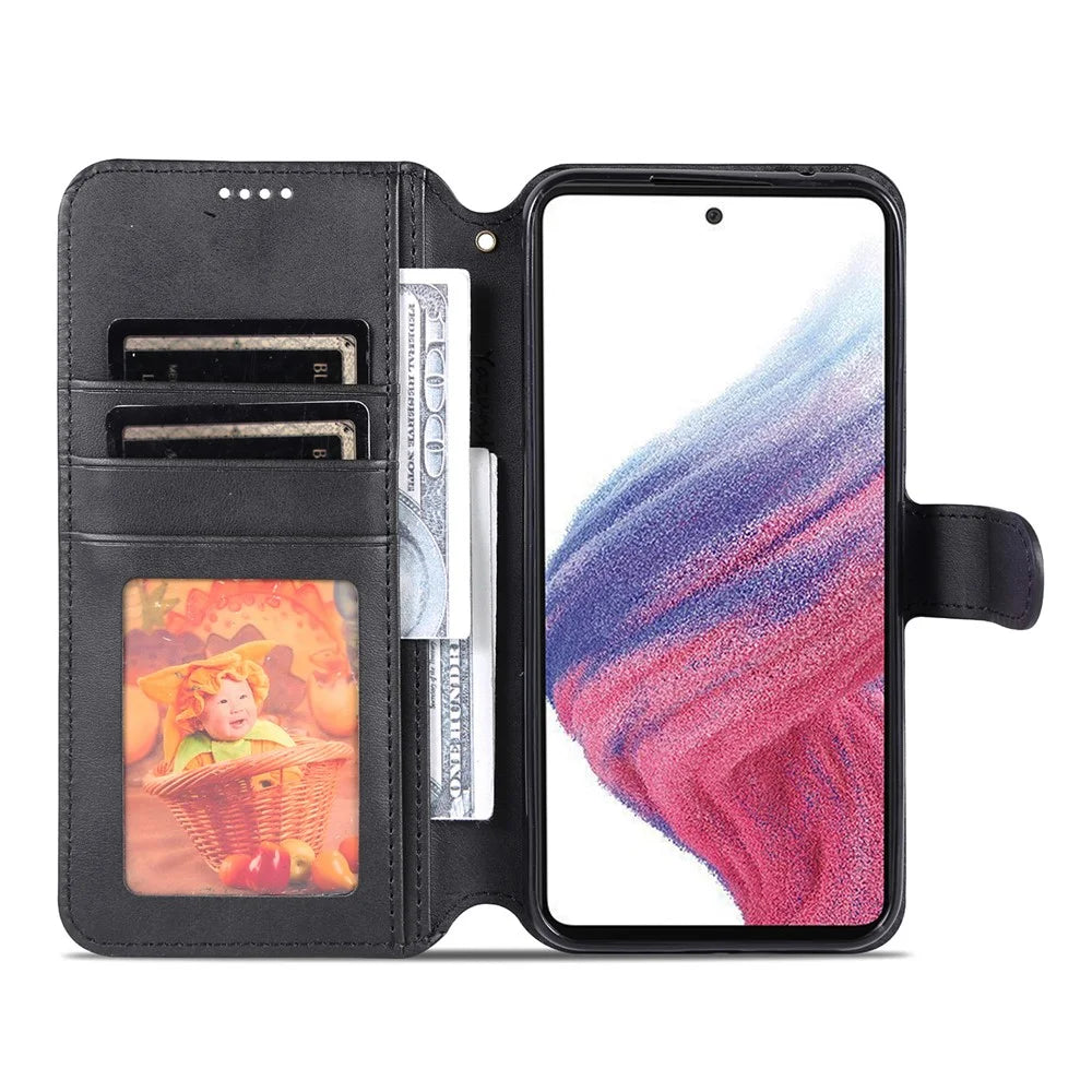 AZNS For Samsung Galaxy A34 5G Calf Texture Leather Phone Cover with Wallet Stand Anti-drop Case - Black - 2