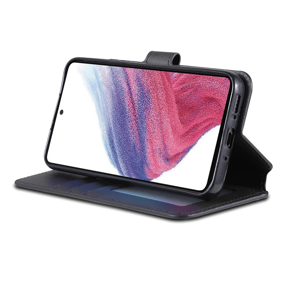 AZNS For Samsung Galaxy A34 5G Calf Texture Leather Phone Cover with Wallet Stand Anti-drop Case - Black - 3