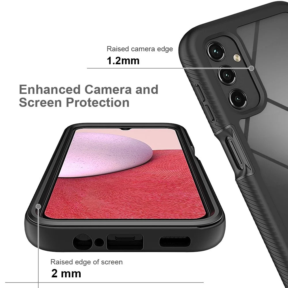 For Samsung Galaxy A14 5G / A14 4G Phone Case PC + TPU Clear Phone Cover with Built-in PET Screen Protector - Black - 3