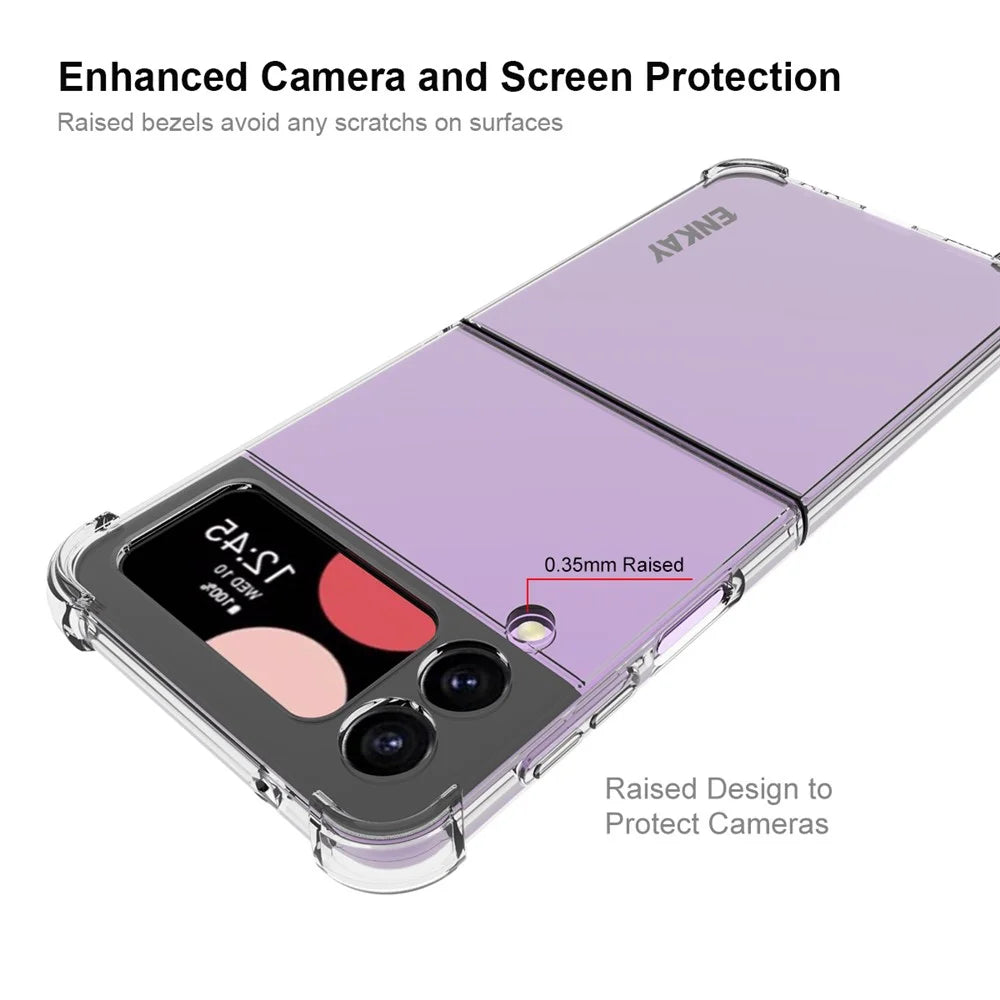 ENKAY HAT PRINCE For Samsung Galaxy Z Flip4 5G Shockproof Phone Case Anti-slip Strip Edge Clear TPU Cover - 4