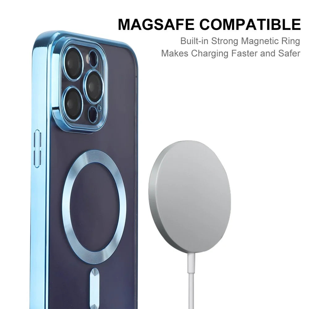 ENKAY HAT PRINCE For iPhone 14 Pro Magnetic Phone Case Lens Protection Electroplating TPU Cover Compatible with MagSafe - Purple - 2