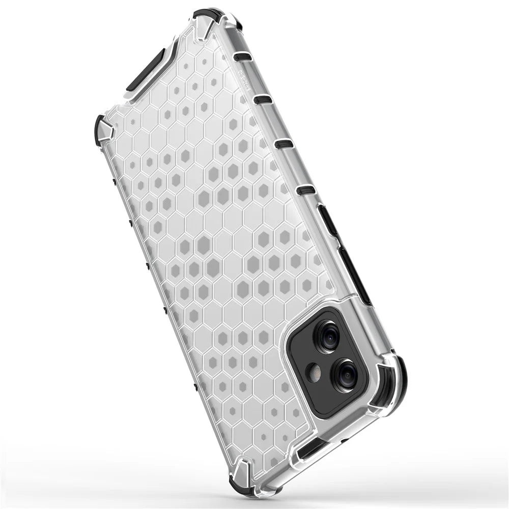 For Samsung Galaxy A04e 4G / F04 4G / M04 4G Cell Phone Case Honeycomb Texture TPU+PC Protective Phone Cover - Grey - 4