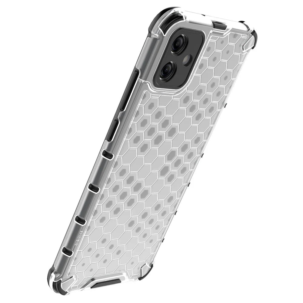 For Samsung Galaxy A04e 4G / F04 4G / M04 4G Cell Phone Case Honeycomb Texture TPU+PC Protective Phone Cover - Grey - 5
