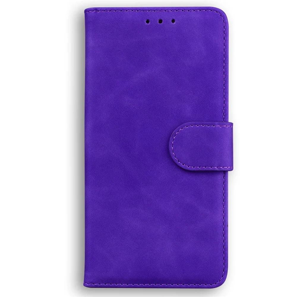 For Samsung Galaxy A04e 4G / F04 4G / M04 4G Phone Wallet Case Solid Color PU Leather Stand Cover - Purple - 7