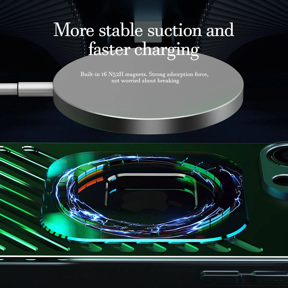 R-JUST SJ55 For iPhone 14 Pro TPU+PC+Metal Back Cover Hollow Magnetic Anti-drop Phone Case Compatible with MagSafe - Black - 4