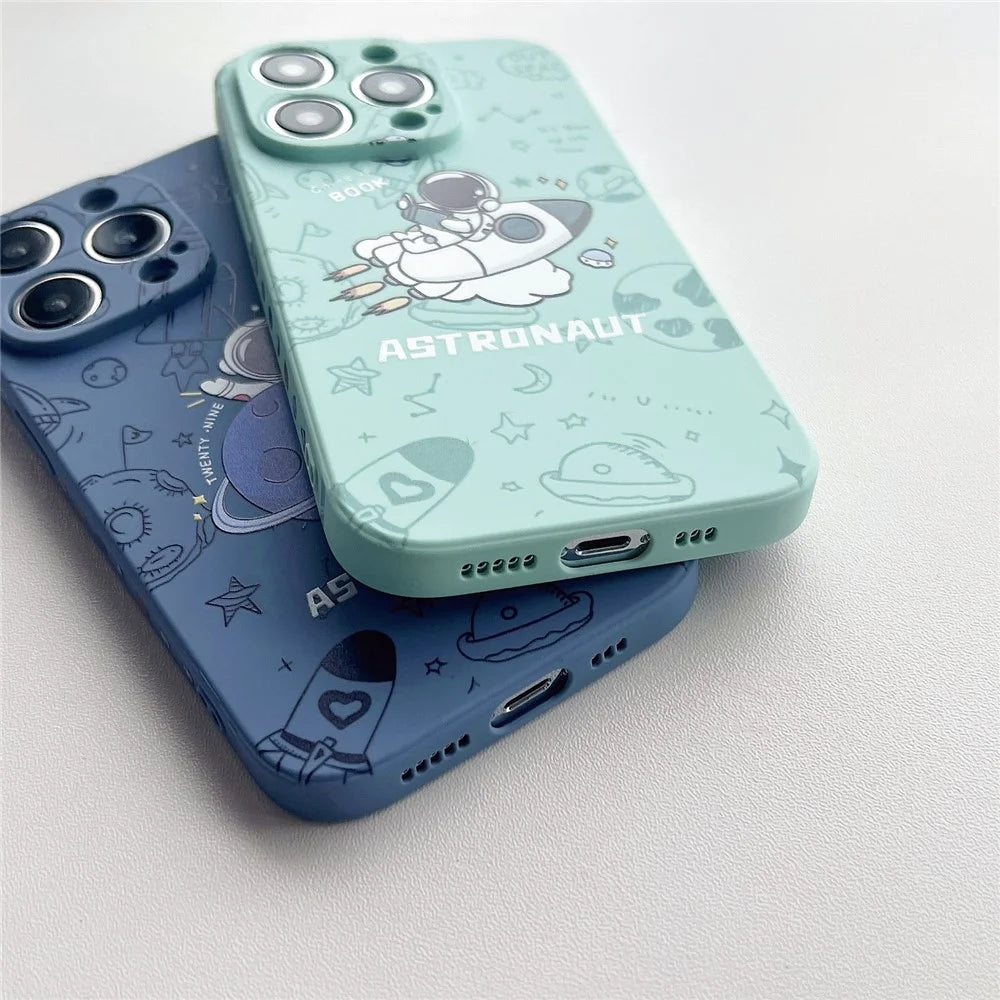 For iPhone 14 Pro Astronaut Pattern TPU Phone Case Drop-proof Smartphone Back Cover - Green - 4
