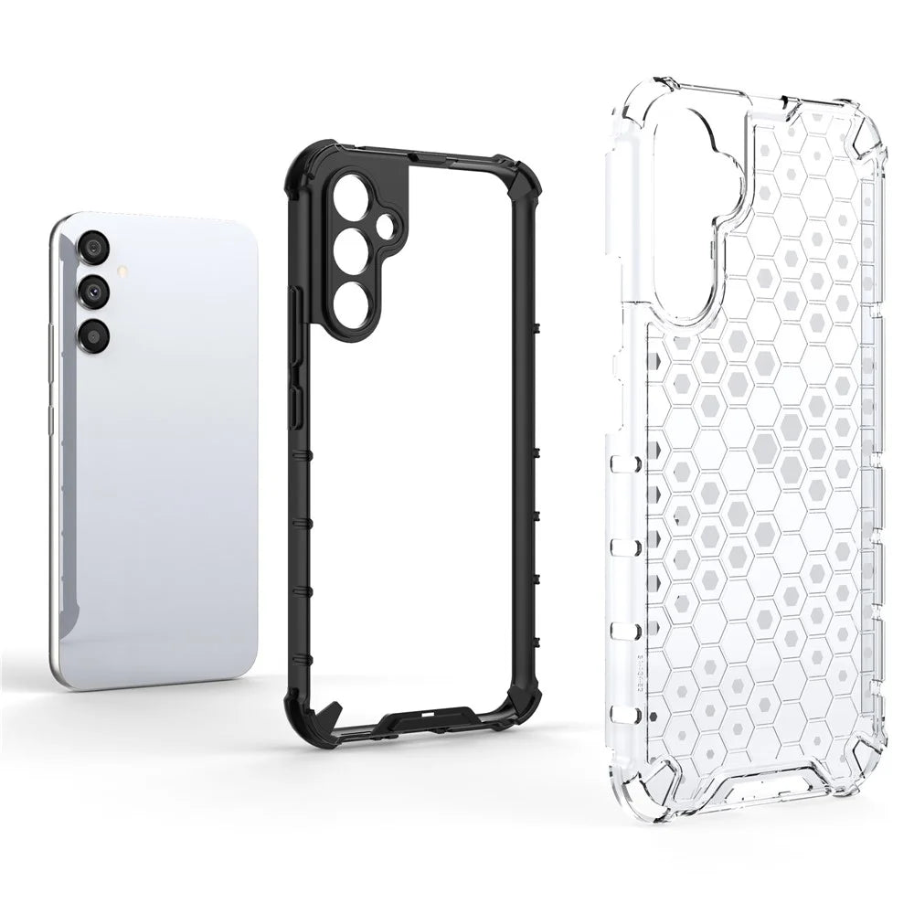 For Samsung Galaxy A34 5G Honeycomb Texture Protective Phone Case TPU+PC Shockproof Phone Cover - Grey - 2