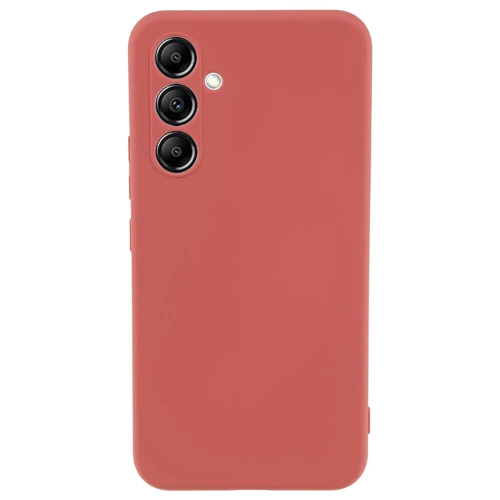 For Samsung Galaxy A14 5G / 4G Rubberized TPU Protective Case Fiber Lining Drop Protection Phone Cover - Hawthorn Red - 1
