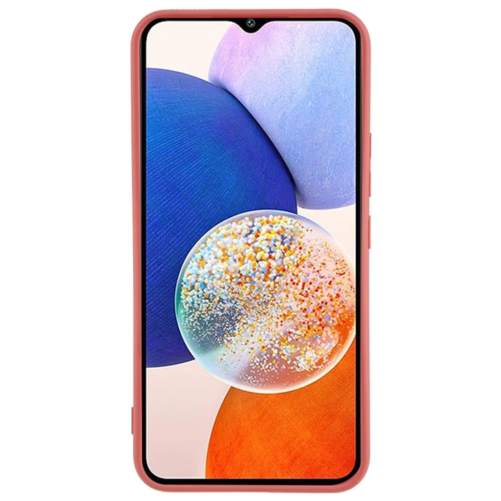 For Samsung Galaxy A14 5G / 4G Rubberized TPU Protective Case Fiber Lining Drop Protection Phone Cover - Hawthorn Red - 2