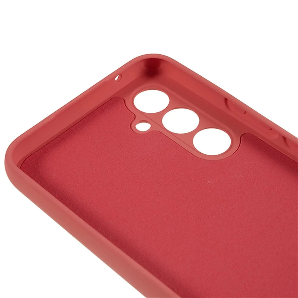 For Samsung Galaxy A14 5G / 4G Rubberized TPU Protective Case Fiber Lining Drop Protection Phone Cover - Hawthorn Red - 6