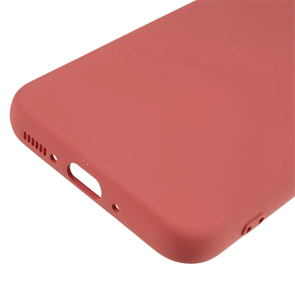 For Samsung Galaxy A14 5G / 4G Rubberized TPU Protective Case Fiber Lining Drop Protection Phone Cover - Hawthorn Red - 7