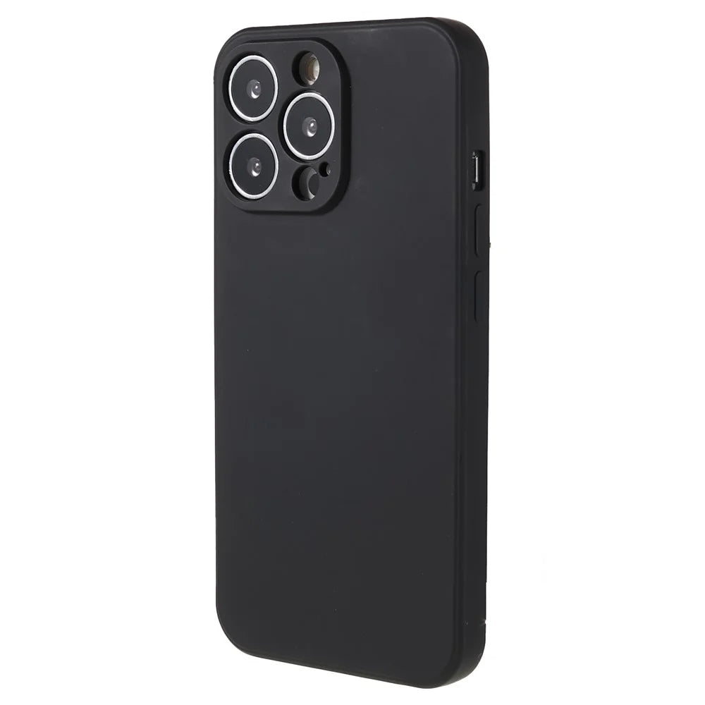 For iPhone 13 Pro 6.1 inch Rubberized TPU Phone Case Soft Fiber Lining Shockproof Cover - Black - 1