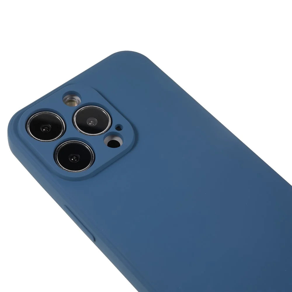 For iPhone 13 Pro Max 6.7 inch Rubberized TPU Phone Case Camera Protection Cover Soft Fiber Lining Inside - Sapphire - 5
