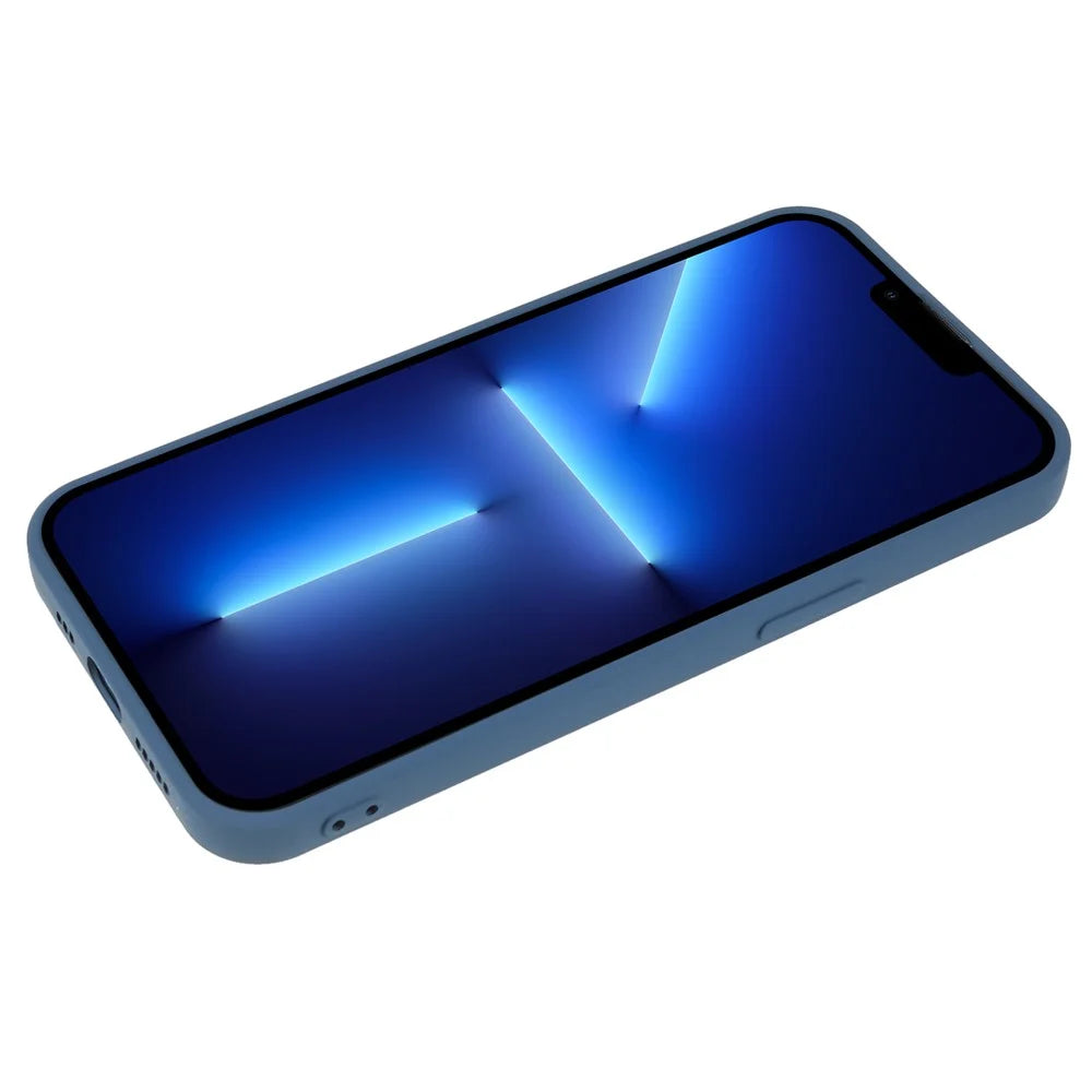 For iPhone 13 Pro Max 6.7 inch Rubberized TPU Phone Case Camera Protection Cover Soft Fiber Lining Inside - Sapphire - 6