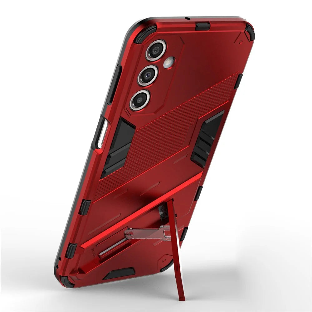 Anti-Scratch Phone Case for Samsung Galaxy A24 4G (162.1 x 77.6 x 8.3mm) Kickstand TPU+PC Protective Cell Phone Cover - Red - 3