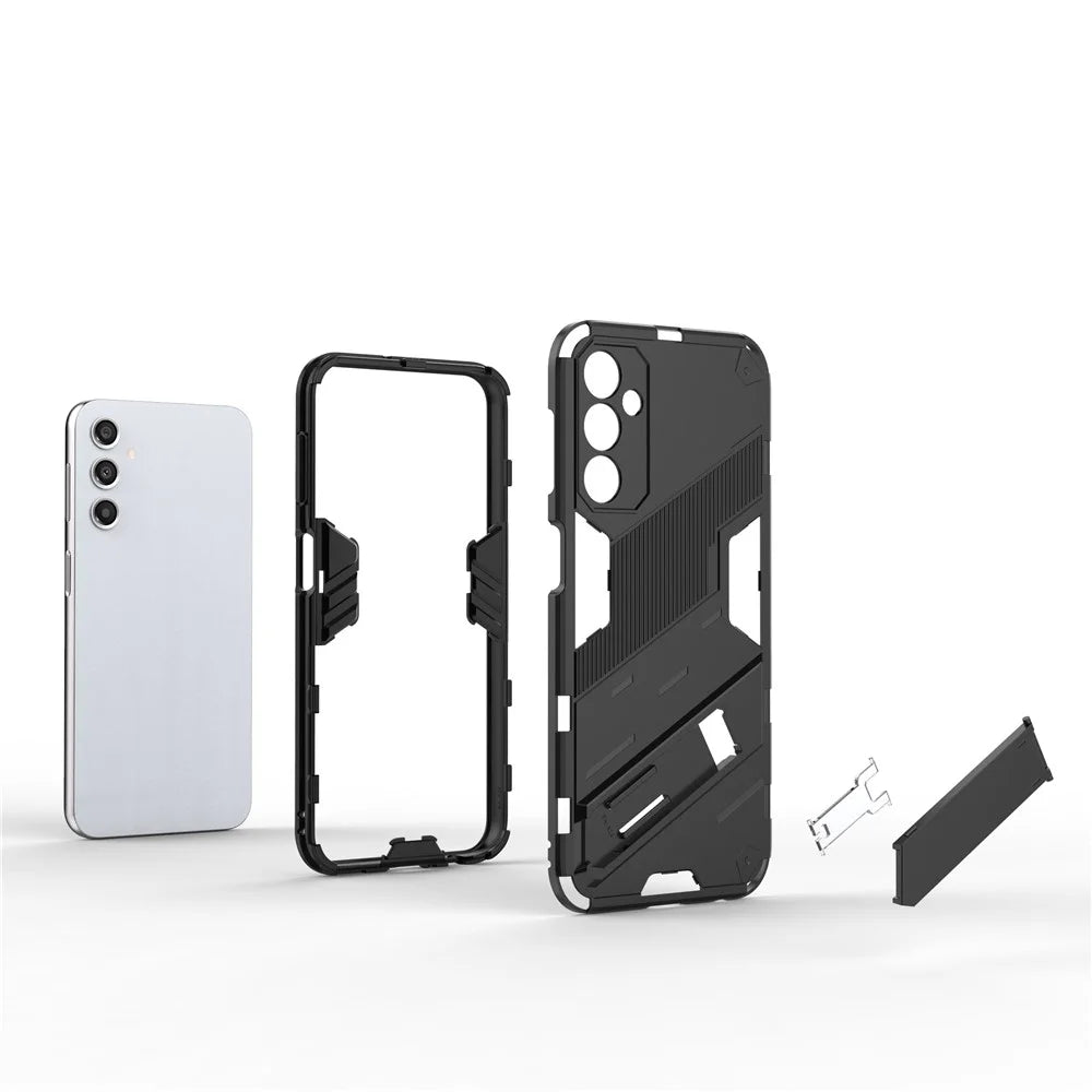 Anti-Scratch Phone Case for Samsung Galaxy A24 4G (162.1 x 77.6 x 8.3mm) Kickstand TPU+PC Protective Cell Phone Cover - Red - 4