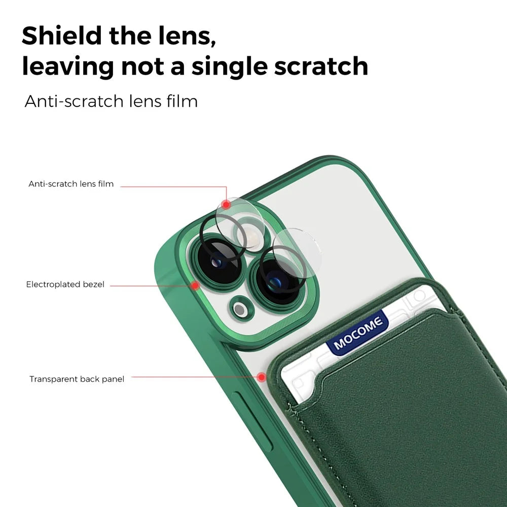For iPhone 13 6.1 inch TPU + PC Phone Case Anti-Drop Magnetic Cover with Card Bag - Blackish Green - 5