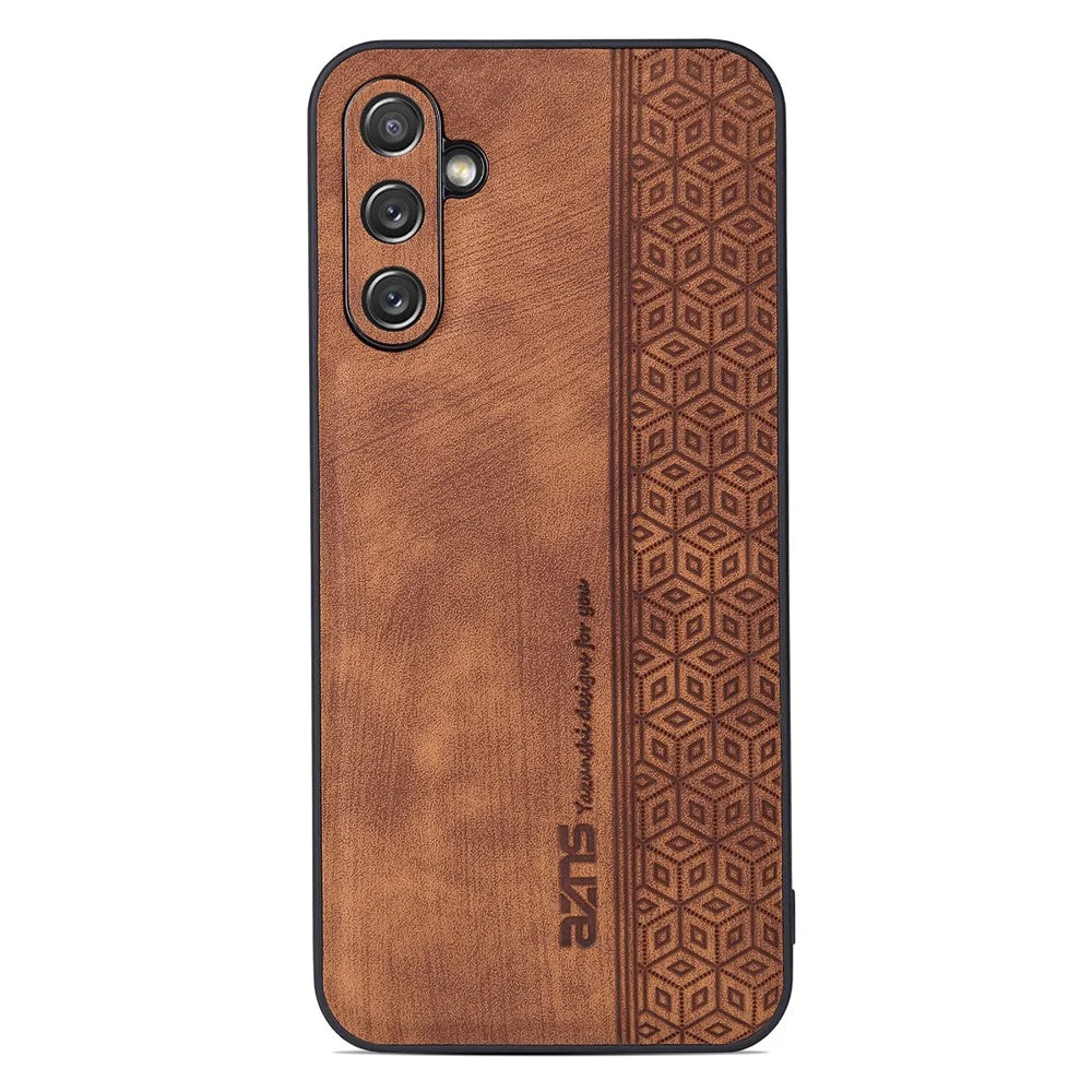 AZNS For Samsung Galaxy A24 4G (162.1 x 77.6 x 8.3mm) Anti-drop Phone Case Imprinted PU Leather+TPU Phone Cover - Brown - 1