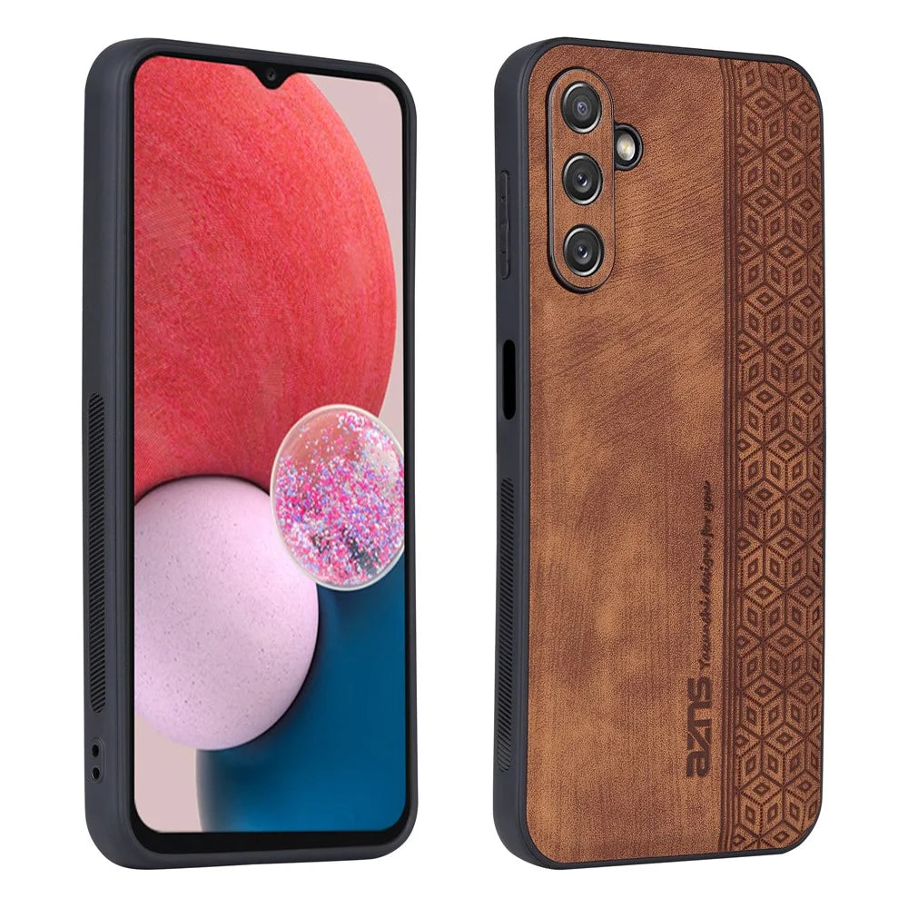 AZNS For Samsung Galaxy A24 4G (162.1 x 77.6 x 8.3mm) Anti-drop Phone Case Imprinted PU Leather+TPU Phone Cover - Brown - 2