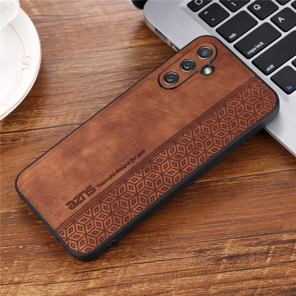 AZNS For Samsung Galaxy A24 4G (162.1 x 77.6 x 8.3mm) Anti-drop Phone Case Imprinted PU Leather+TPU Phone Cover - Brown - 4