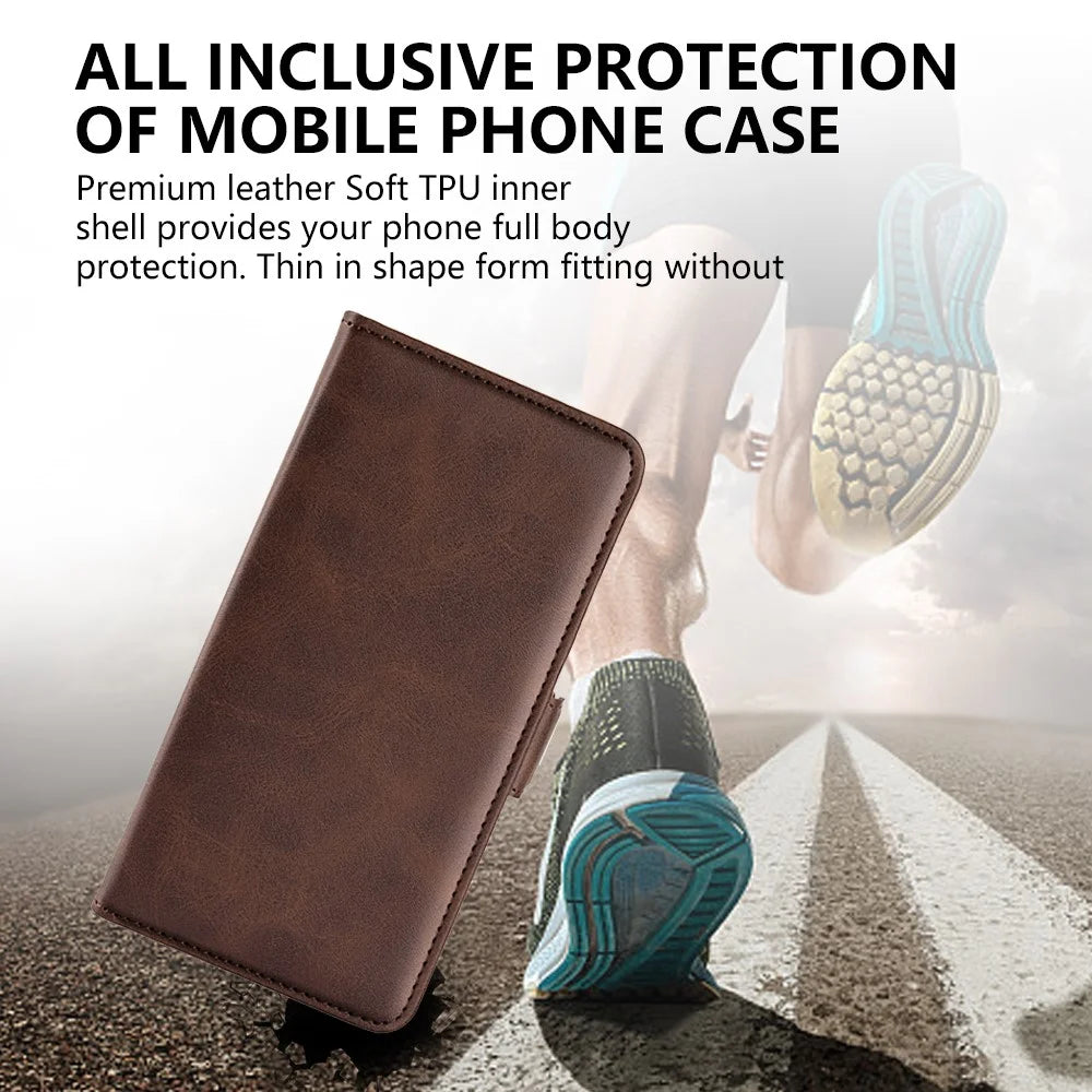 For Sony Xperia 1 V Leather Phone Stand Case Calf Texture Cell Phone Wallet Cover - Brown - 6