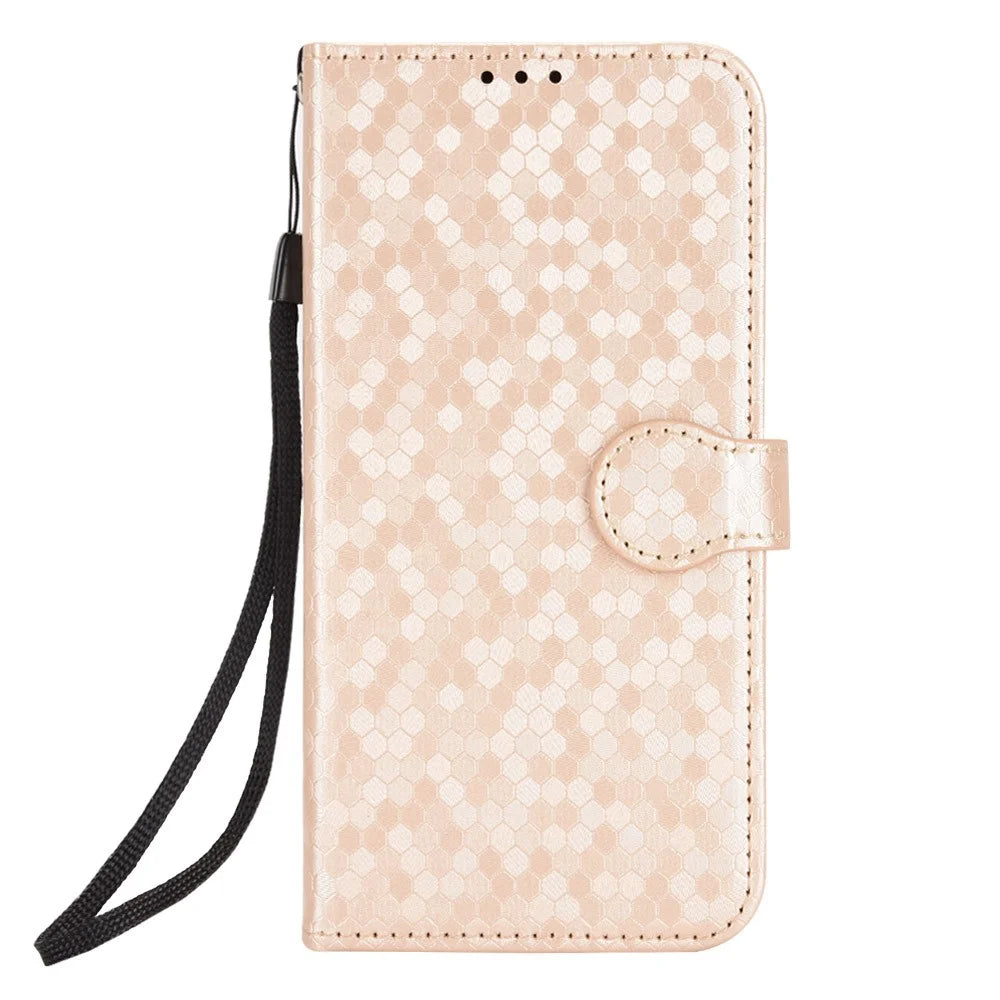 For TCL Ion X PU Leather Stand Wallet Phone Case Dot Pattern Imprinted Smartphone Cover - Rose Gold - 6