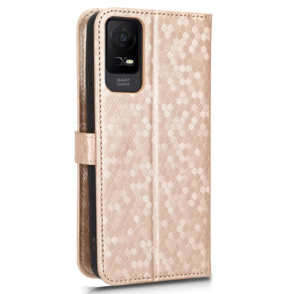 For TCL Ion X PU Leather Stand Wallet Phone Case Dot Pattern Imprinted Smartphone Cover - Rose Gold - 7