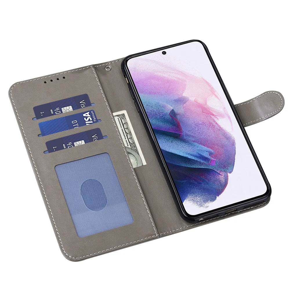 Wallet Phone Case for Samsung Galaxy A14 5G / A14 4G , PU Leather Deer Tree Pattern Stand Flip Cover - Grey - 2