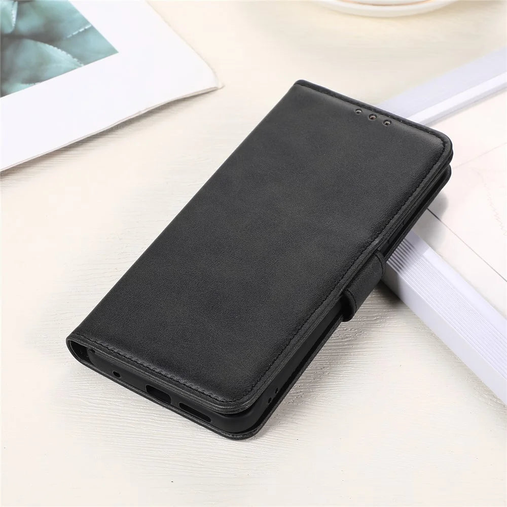 For Sony Xperia 10 V Cowhide Texture Mobile Phone Cover Leather Stand Wallet Cell Phone Case - Black - 6